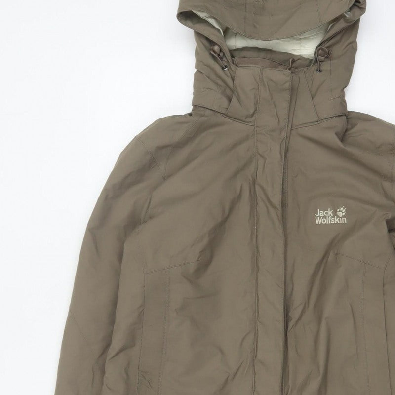 Jack Wolfskin Women Brown UK 12 Texapore Hooded Waterproof Ski Jacket