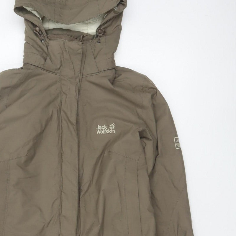 Jack Wolfskin Women Brown UK 12 Texapore Hooded Waterproof Ski Jacket
