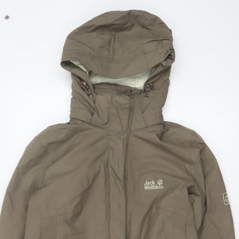 Jack Wolfskin Women Brown UK 12 Texapore Hooded Waterproof Ski Jacket