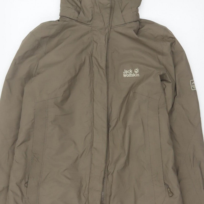 Jack Wolfskin Women Brown UK 12 Texapore Hooded Waterproof Ski Jacket