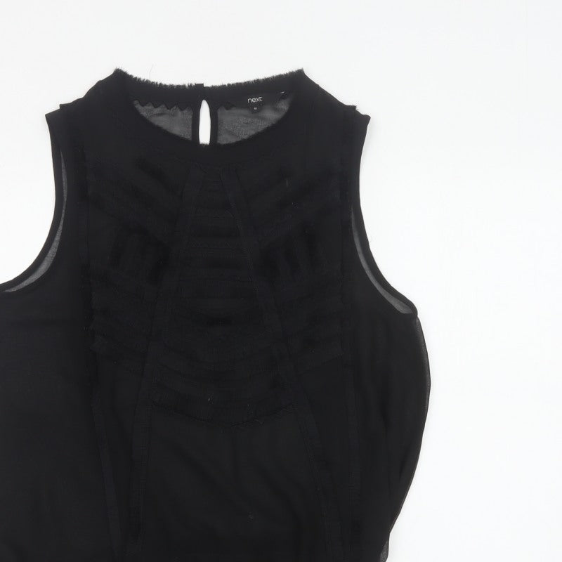Next Women’s Black UK 12 Basic Sleeveless Ruffle Tassel Blouse