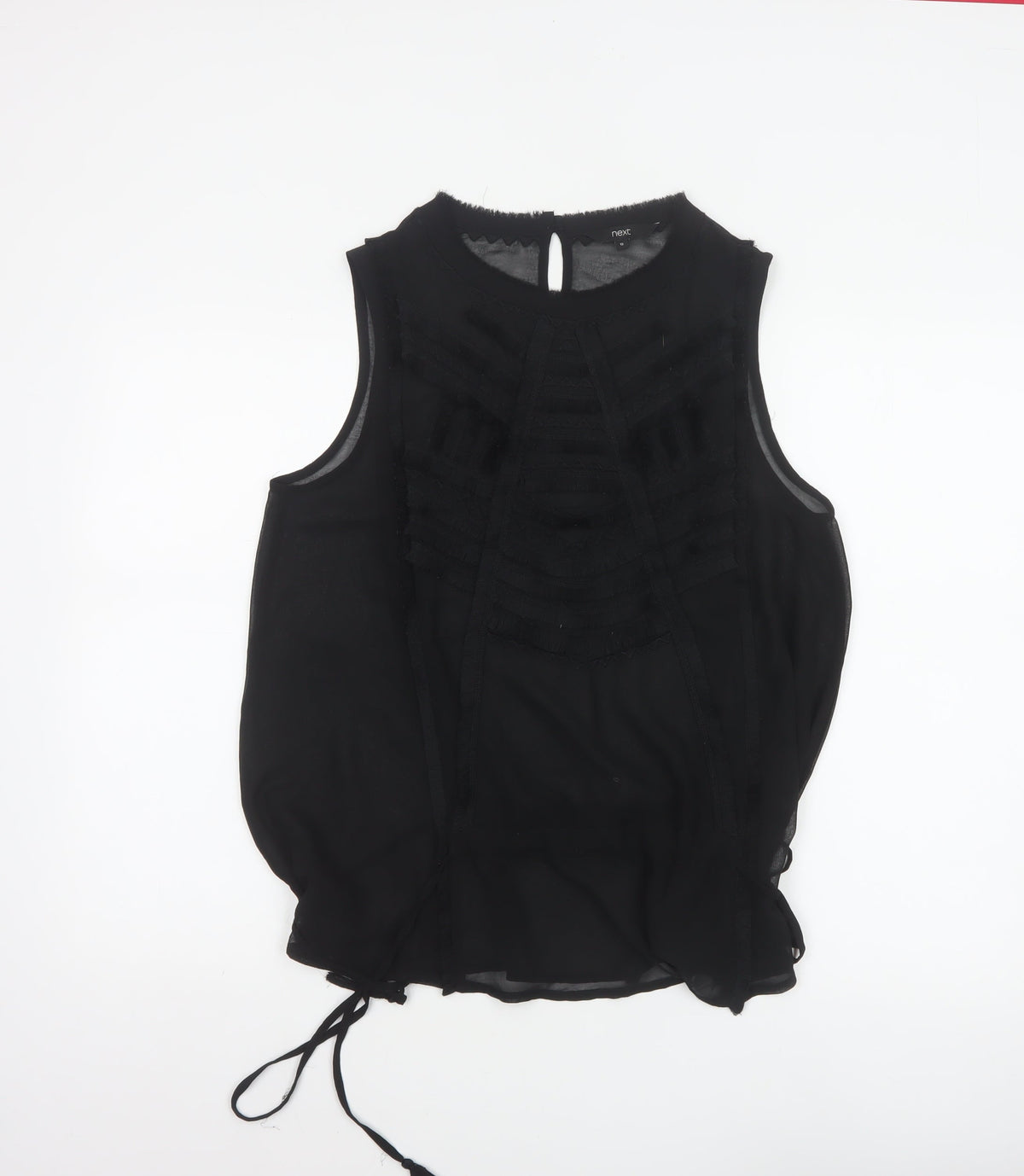Next Women’s Black UK 12 Basic Sleeveless Ruffle Tassel Blouse