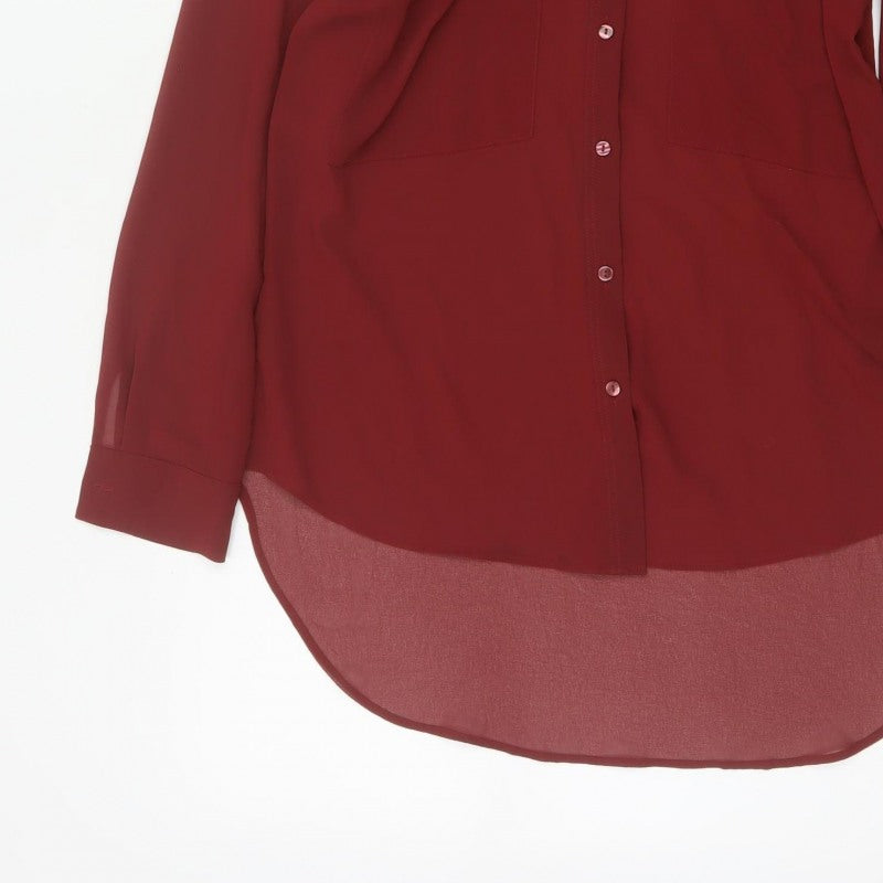 M&S Limited Edition Women Red Size 10 Chiffon Tunic Button-Up Shirt