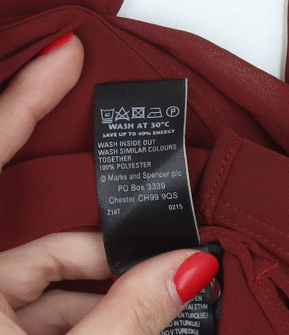 M&S Limited Edition Women Red Size 10 Chiffon Tunic Button-Up Shirt