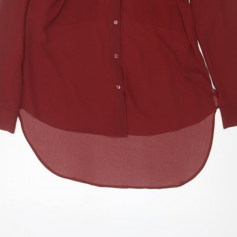 M&S Limited Edition Women Red Size 10 Chiffon Tunic Button-Up Shirt
