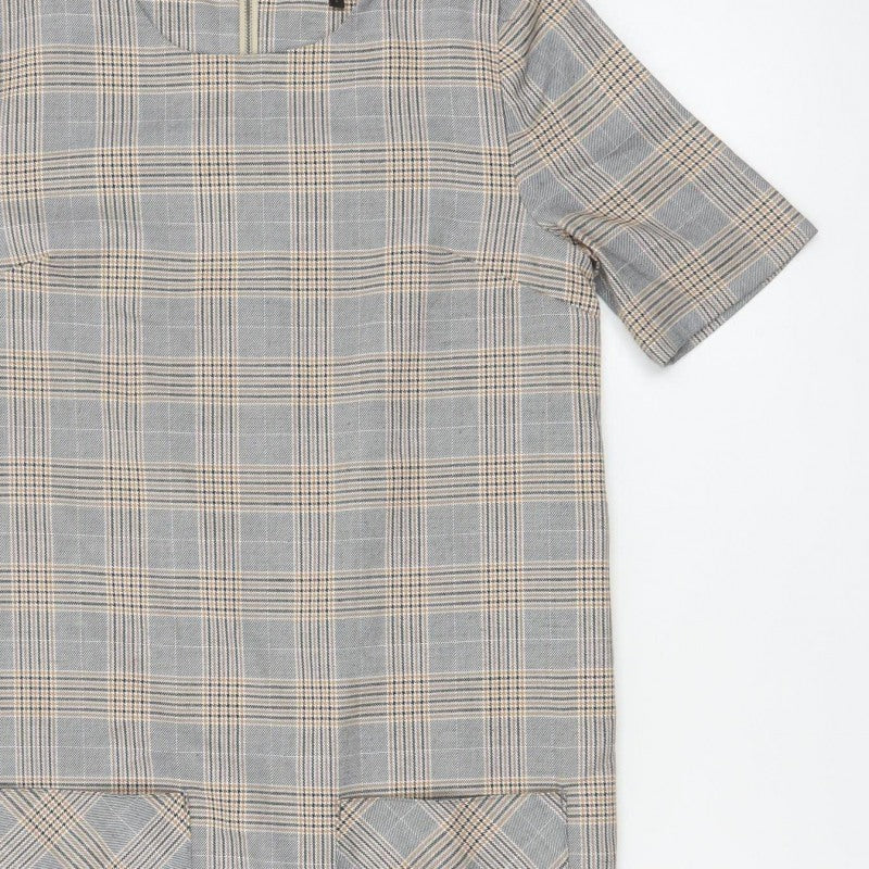 Next Tailoring Women Grey Check Pencil Dress UK 6 Square Neck Pockets