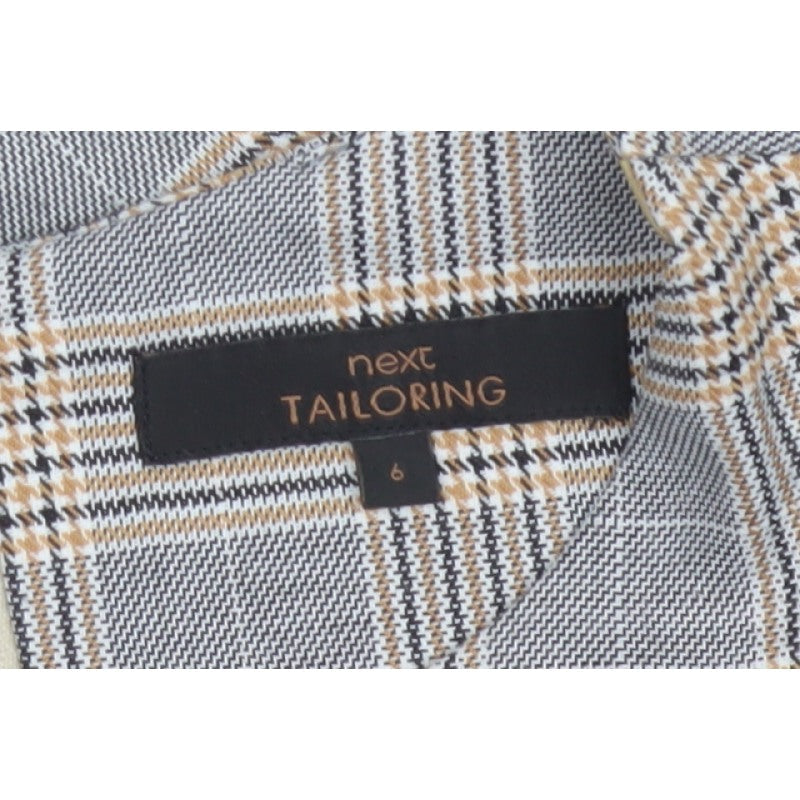 Next Tailoring Women Grey Check Pencil Dress UK 6 Square Neck Pockets