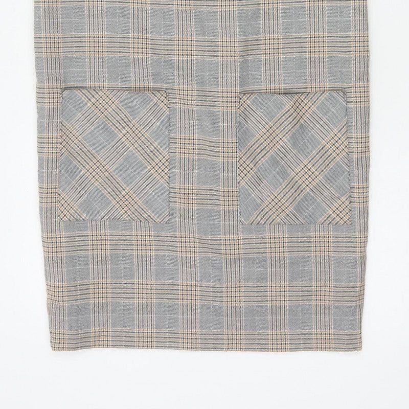 Next Tailoring Women Grey Check Pencil Dress UK 6 Square Neck Pockets