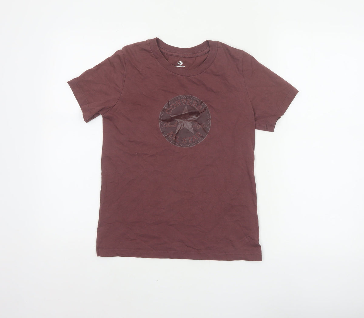 Converse Boys Brown XS Logo Graphic Print Basic Short Sleeve T-Shirt