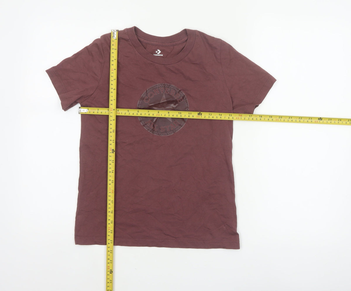 Converse Boys Brown XS Logo Graphic Print Basic Short Sleeve T-Shirt