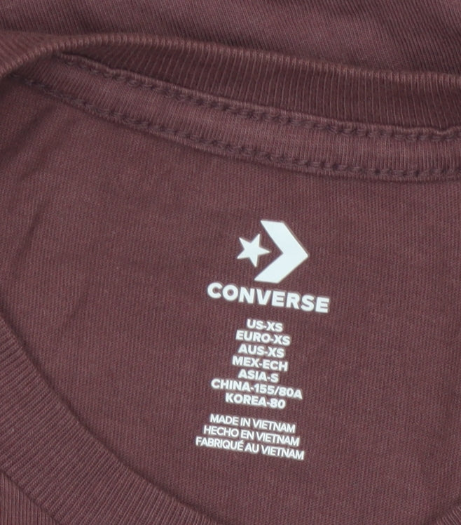 Converse Boys Brown XS Logo Graphic Print Basic Short Sleeve T-Shirt