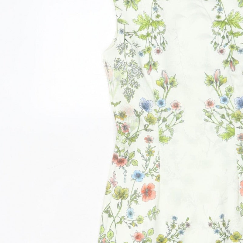 Next Women Ivory Floral Sheath Knee Length Cap Sleeve Dress UK 6