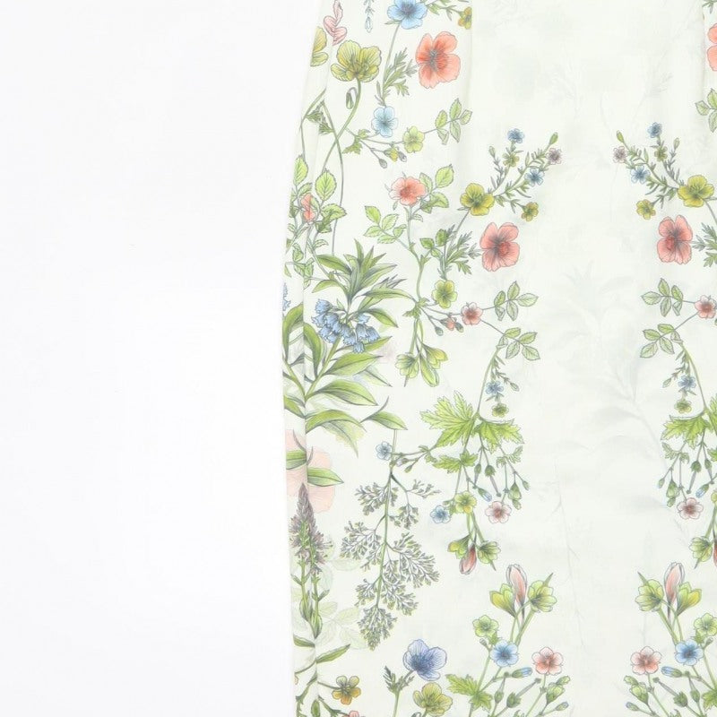 Next Women Ivory Floral Sheath Knee Length Cap Sleeve Dress UK 6
