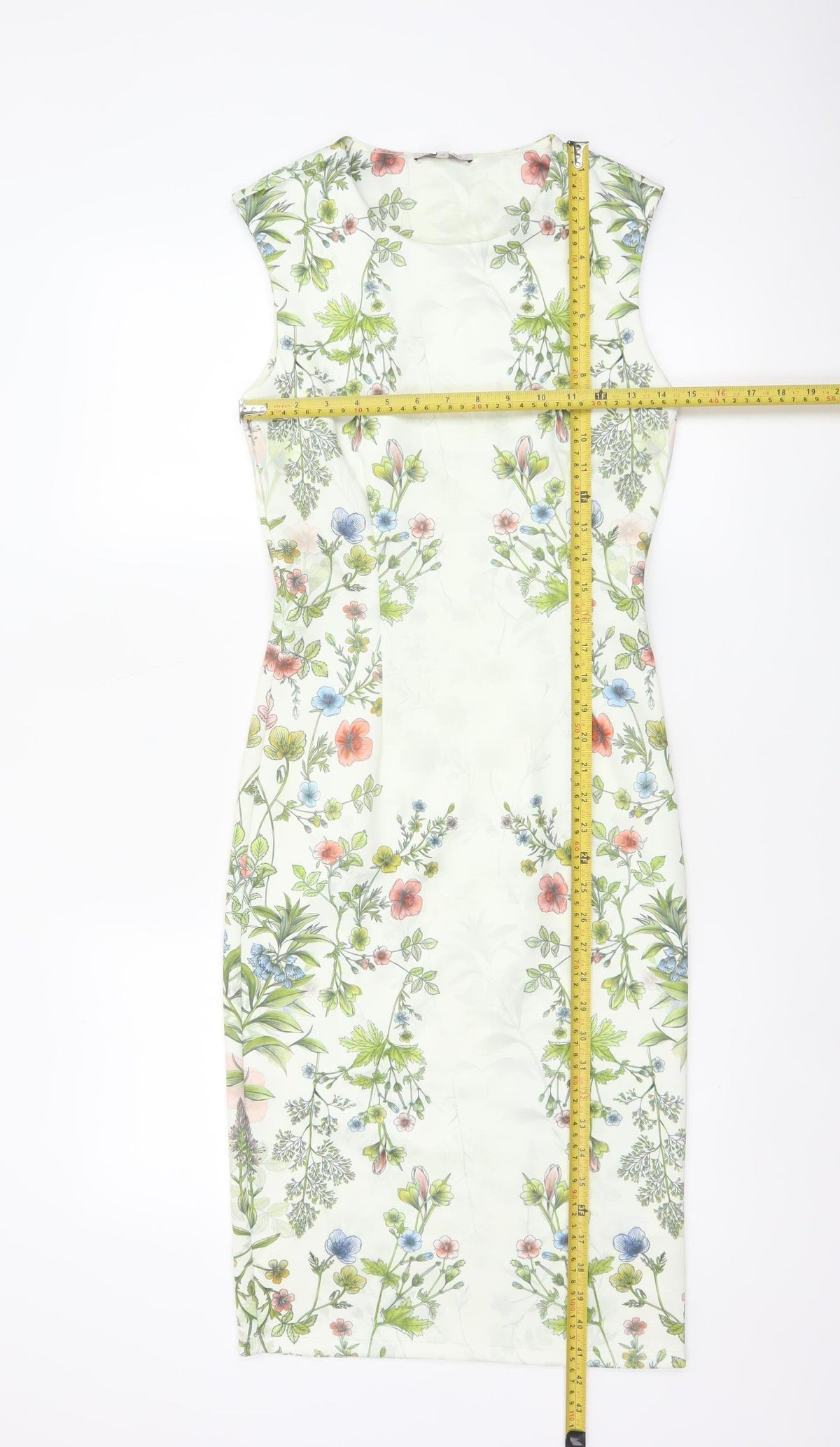 Next Women Ivory Floral Sheath Knee Length Cap Sleeve Dress UK 6