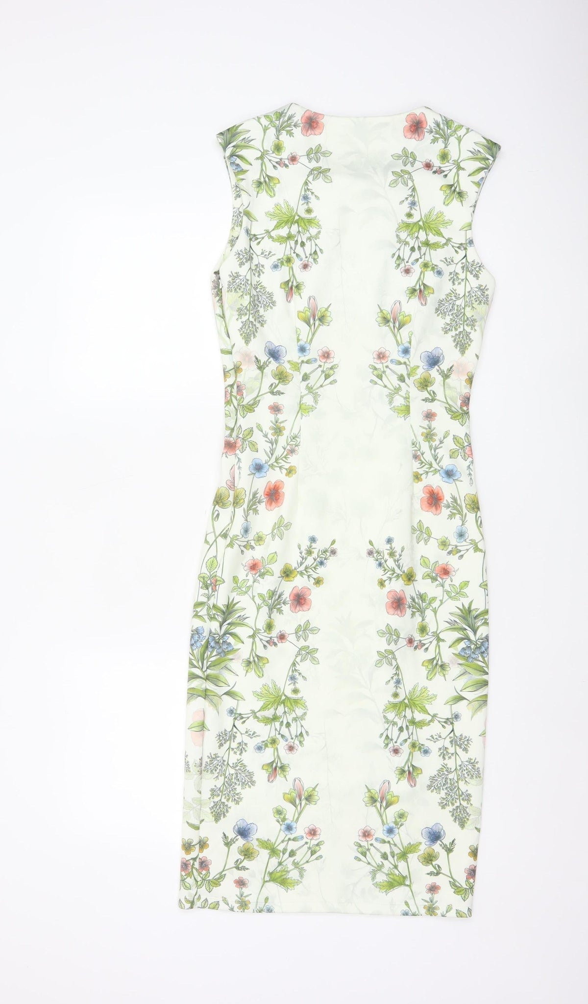 Next Women Ivory Floral Sheath Knee Length Cap Sleeve Dress UK 6