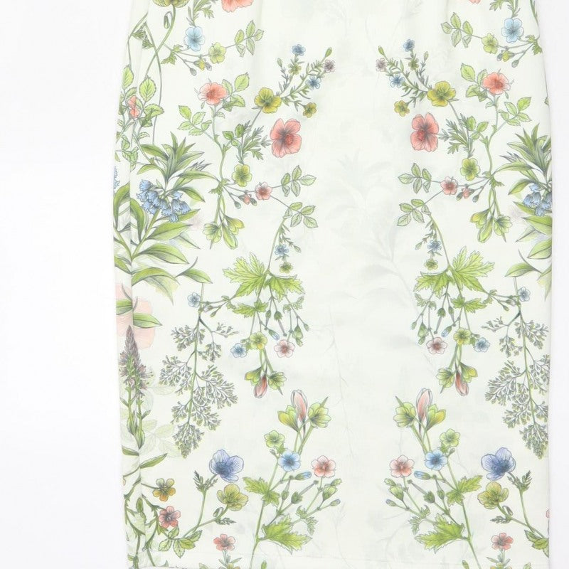Next Women Ivory Floral Sheath Knee Length Cap Sleeve Dress UK 6