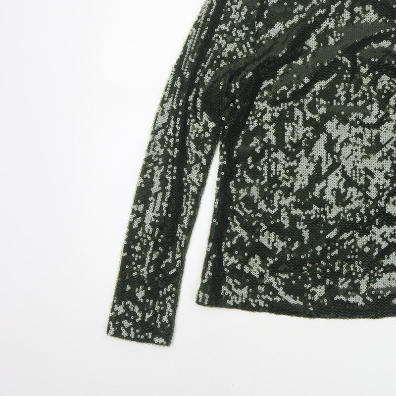 Marks and Spencer Women Green Sequin Long Sleeve Blouse Size 12