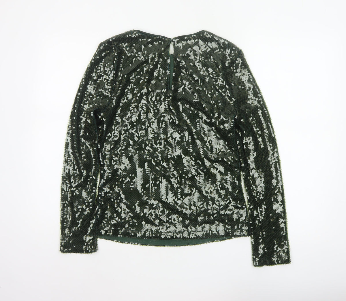 Marks and Spencer Women Green Sequin Long Sleeve Blouse Size 12