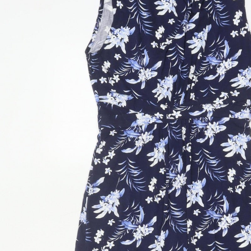 Oasis Women Blue Floral UK 12 Fit & Flare Knee Length Dress