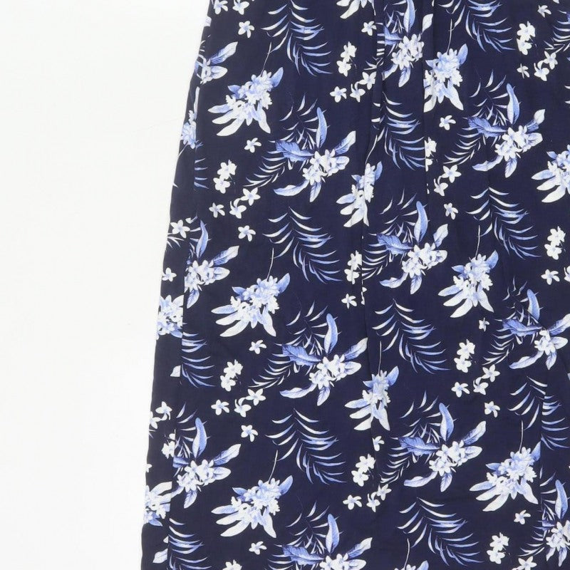 Oasis Women Blue Floral UK 12 Fit & Flare Knee Length Dress