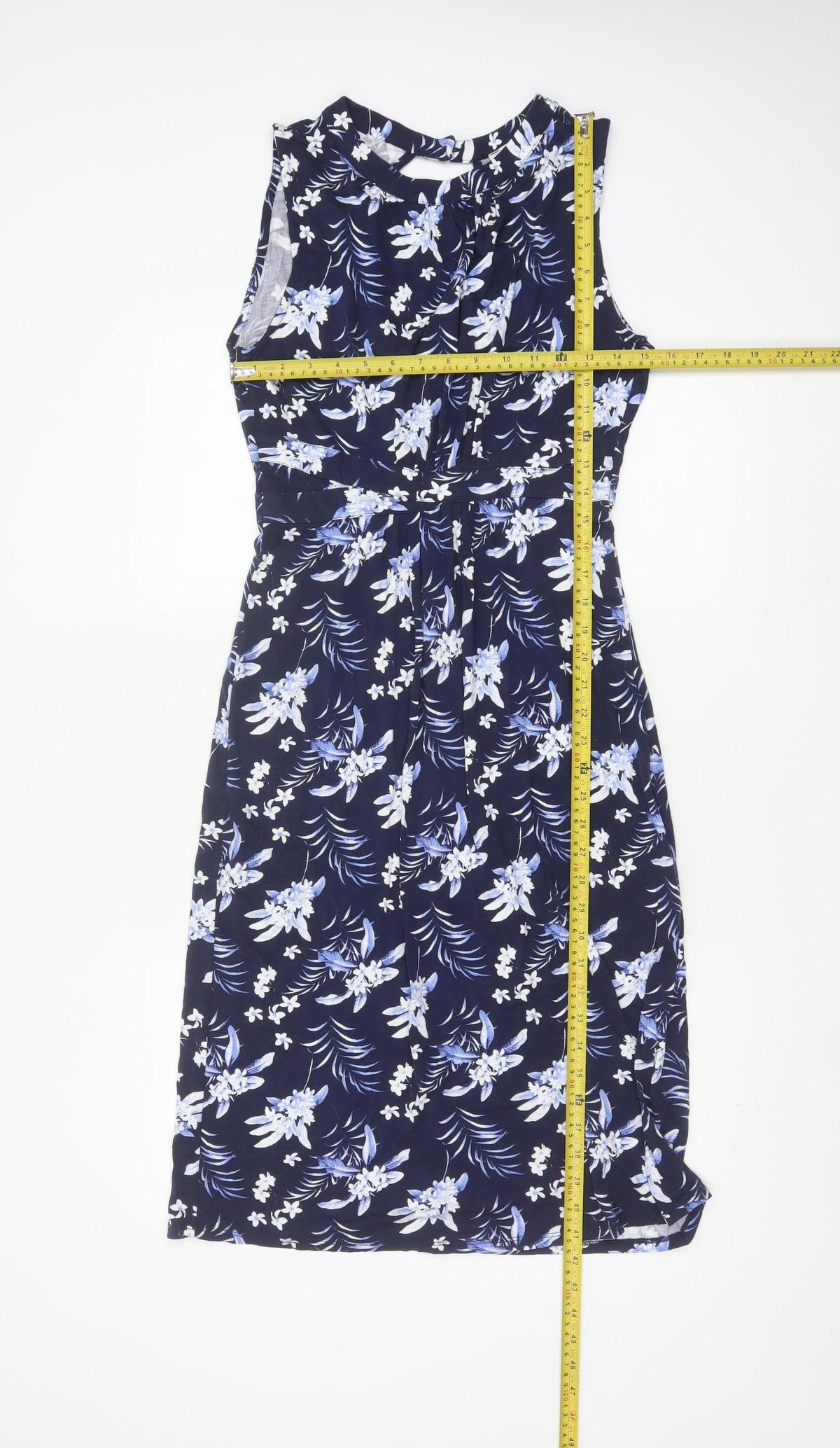 Oasis Women Blue Floral UK 12 Fit & Flare Knee Length Dress
