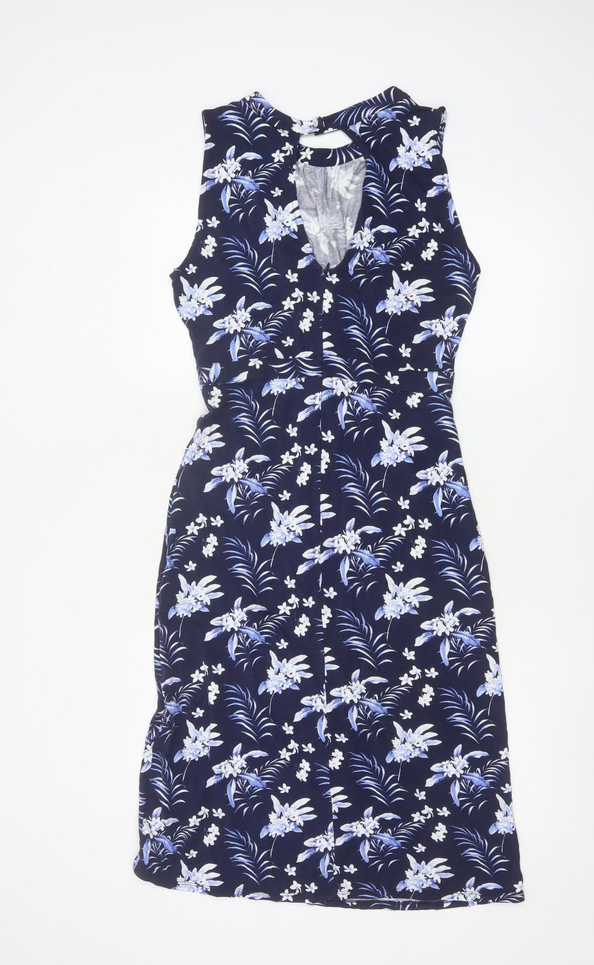 Oasis Women Blue Floral UK 12 Fit & Flare Knee Length Dress