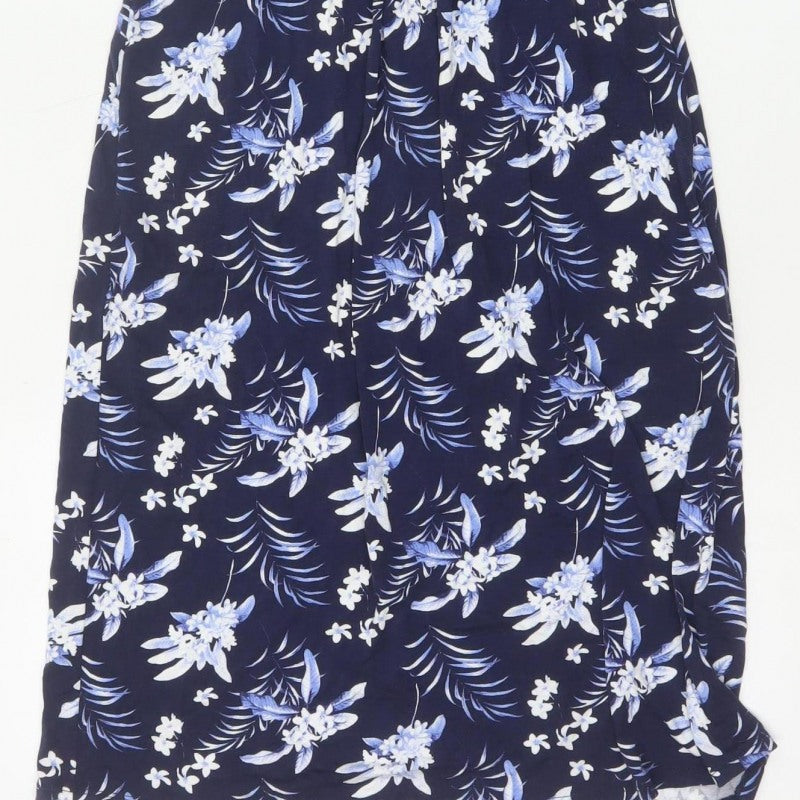 Oasis Women Blue Floral UK 12 Fit & Flare Knee Length Dress