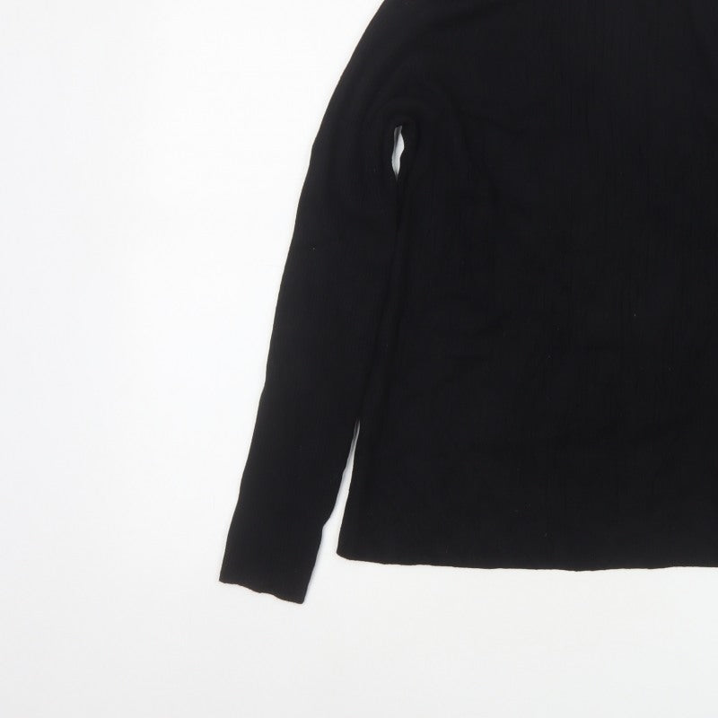 Next Women Black M Roll Neck Rib Knit Jumper Long Sleeve Stretch