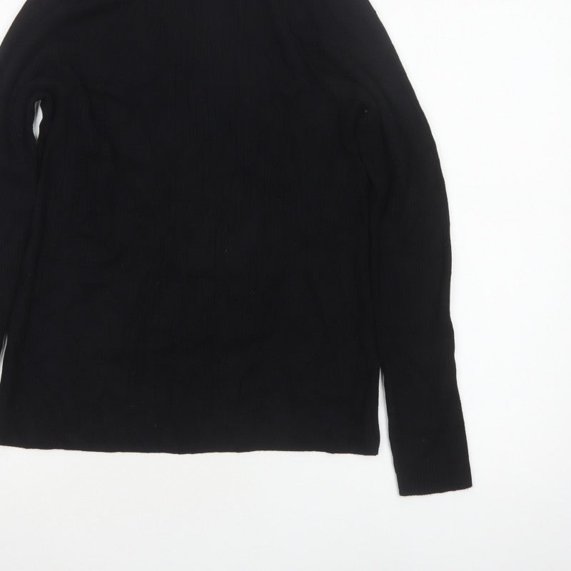 Next Women Black M Roll Neck Rib Knit Jumper Long Sleeve Stretch