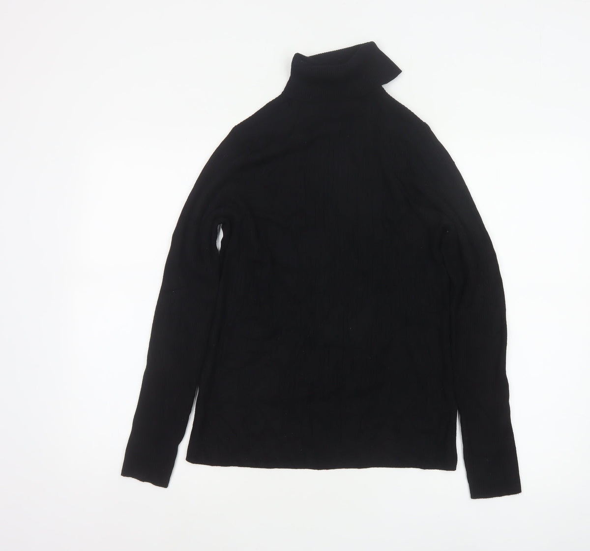 Next Women Black M Roll Neck Rib Knit Jumper Long Sleeve Stretch