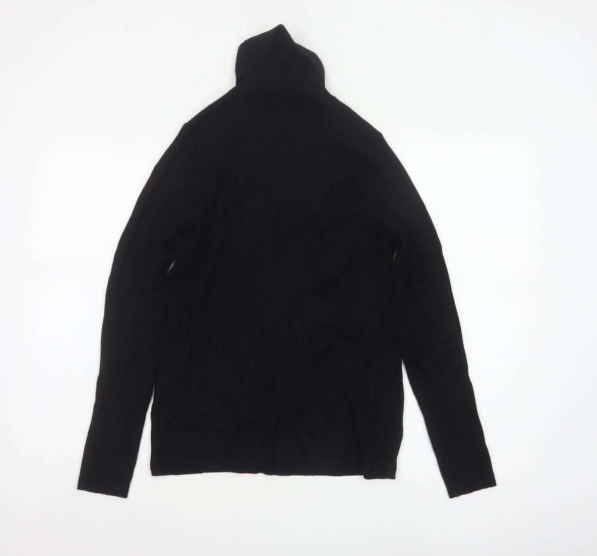 Next Women Black M Roll Neck Rib Knit Jumper Long Sleeve Stretch