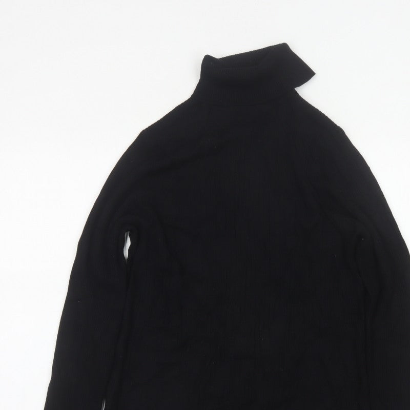 Next Women Black M Roll Neck Rib Knit Jumper Long Sleeve Stretch