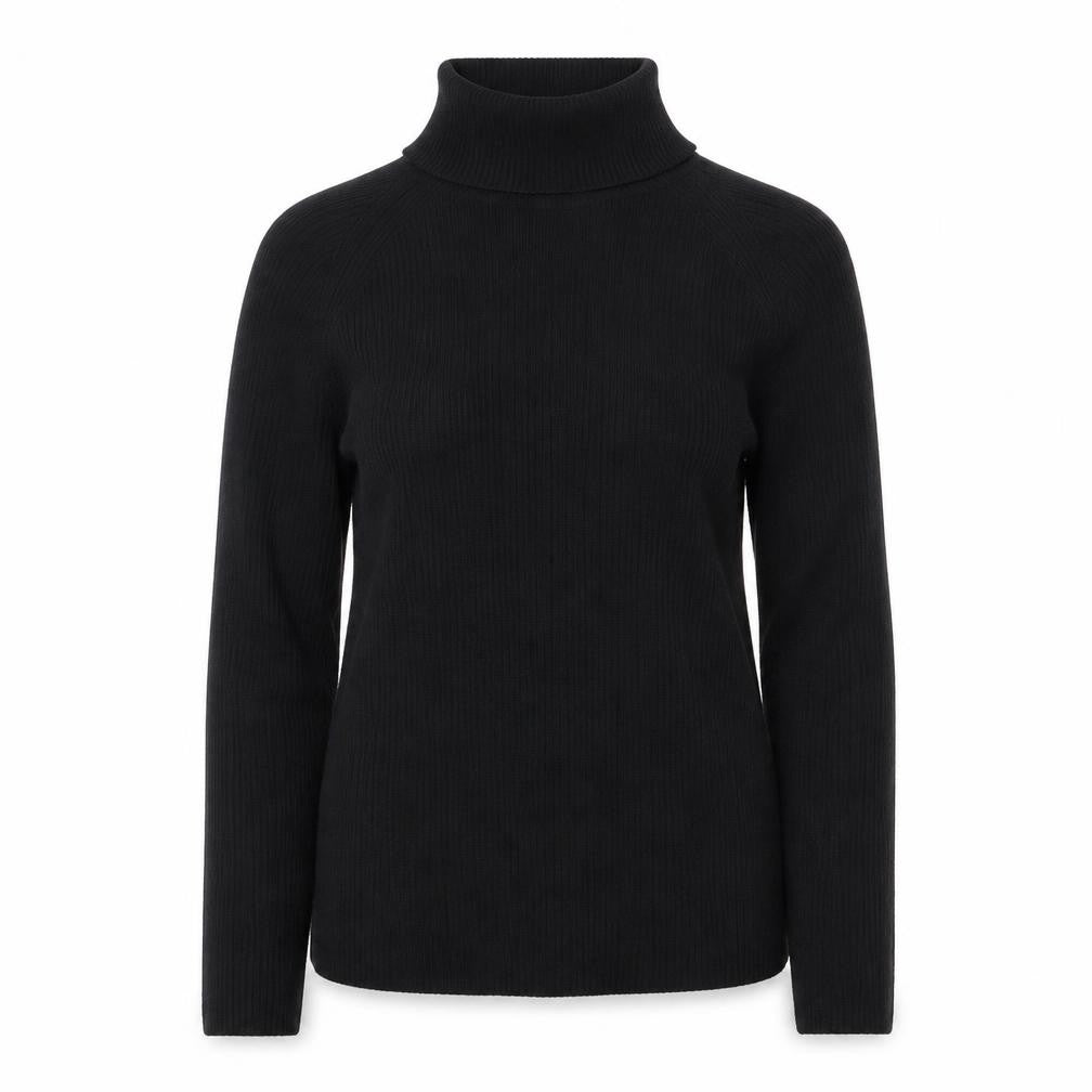 Next Women Black M Roll Neck Rib Knit Jumper Long Sleeve Stretch
