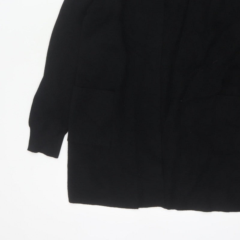 Marks & Spencer Women Black Size 16 Open Knit Longline Cardigan Pockets