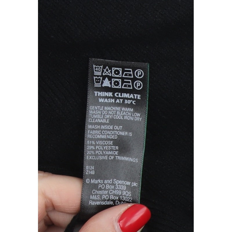 Marks & Spencer Women Black Size 16 Open Knit Longline Cardigan Pockets
