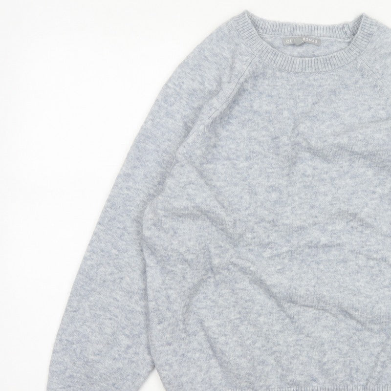 Oliver Bonas Women Blue UK 12 Crew Neck Lace Cuff Raglan Knit Jumper