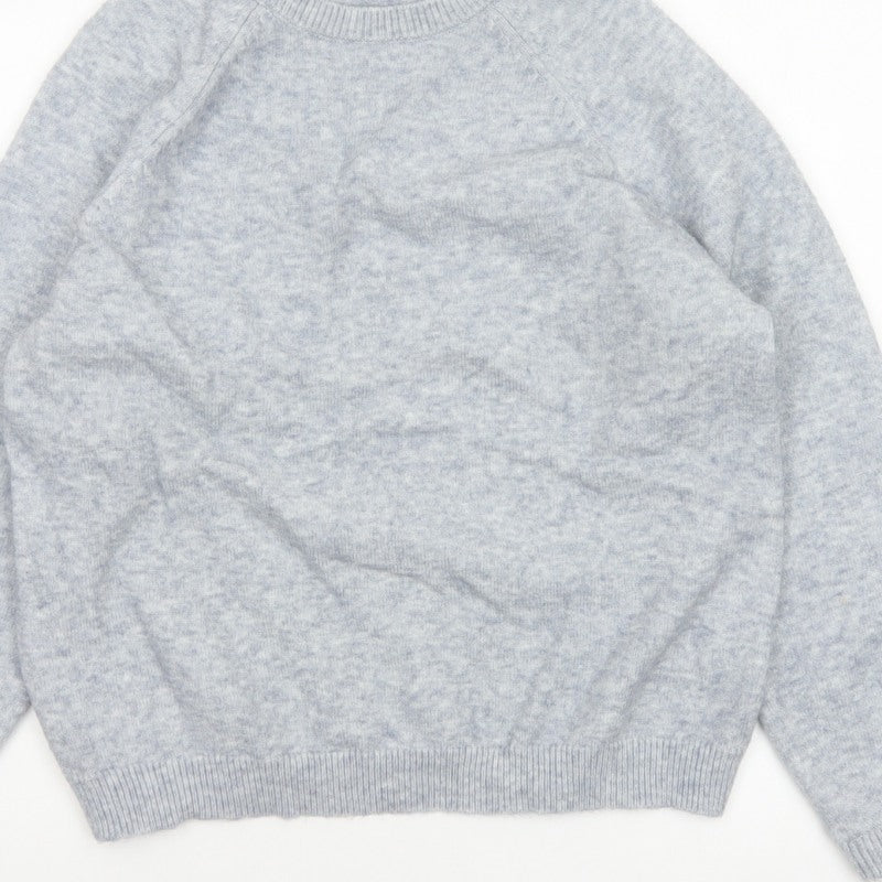 Oliver Bonas Women Blue UK 12 Crew Neck Lace Cuff Raglan Knit Jumper