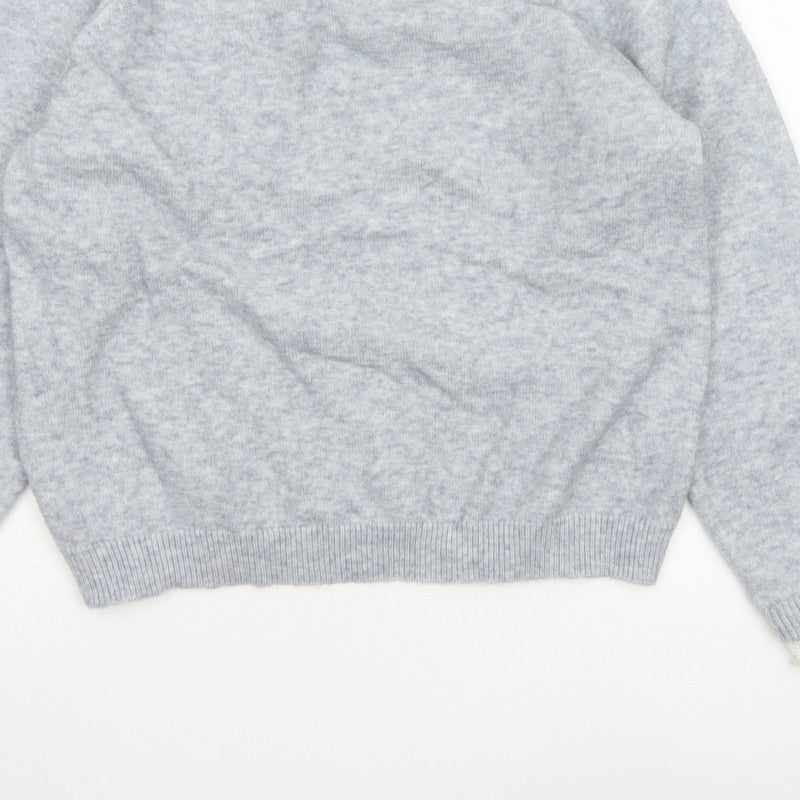 Oliver Bonas Women Blue UK 12 Crew Neck Lace Cuff Raglan Knit Jumper
