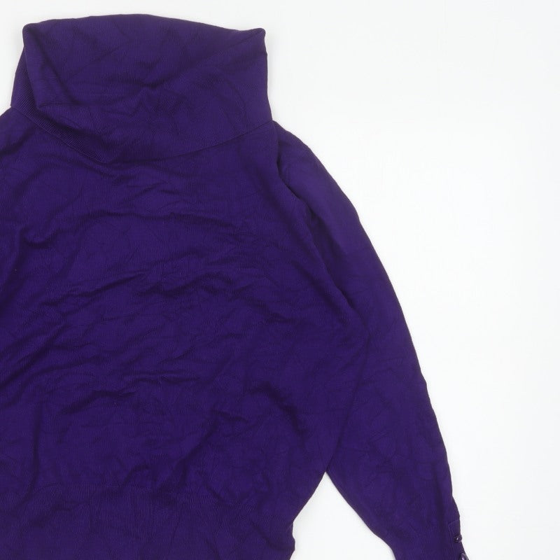 Stock Shop Women’s Purple XL Cowl Neck Knit Pullover Jumper Button Cuffs