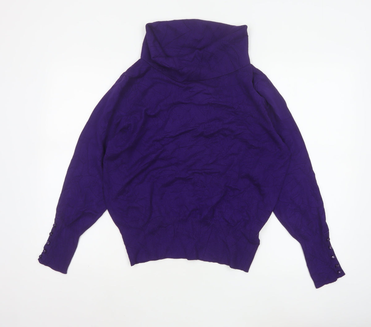 Stock Shop Women’s Purple XL Cowl Neck Knit Pullover Jumper Button Cuffs