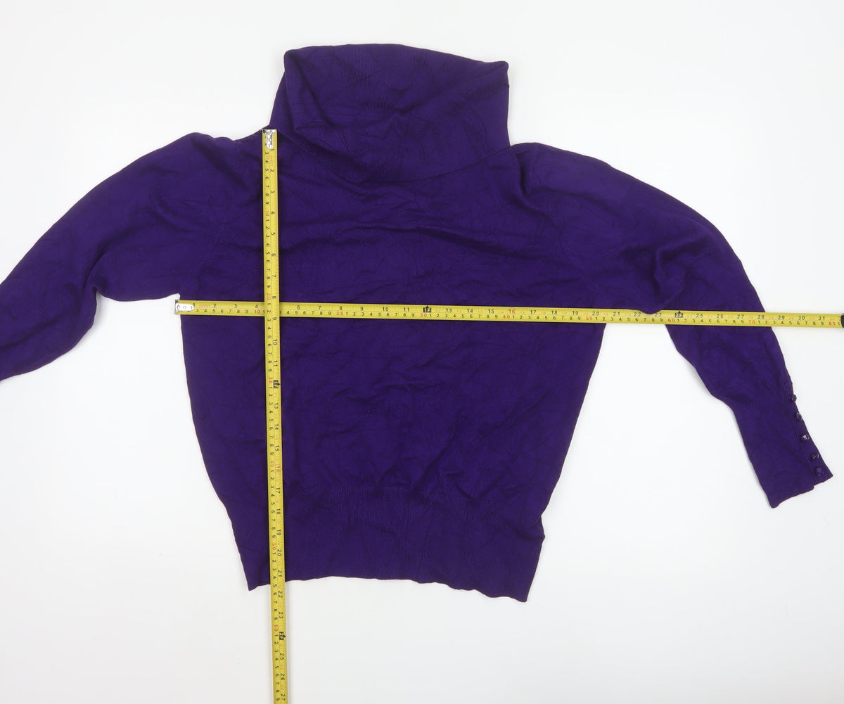 Stock Shop Women’s Purple XL Cowl Neck Knit Pullover Jumper Button Cuffs
