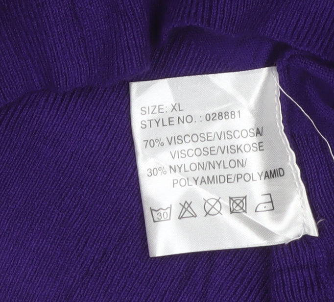 Stock Shop Women’s Purple XL Cowl Neck Knit Pullover Jumper Button Cuffs
