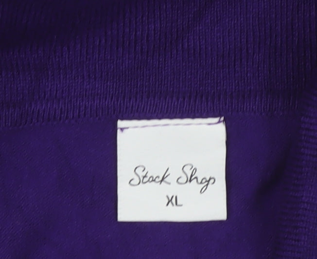 Stock Shop Women’s Purple XL Cowl Neck Knit Pullover Jumper Button Cuffs