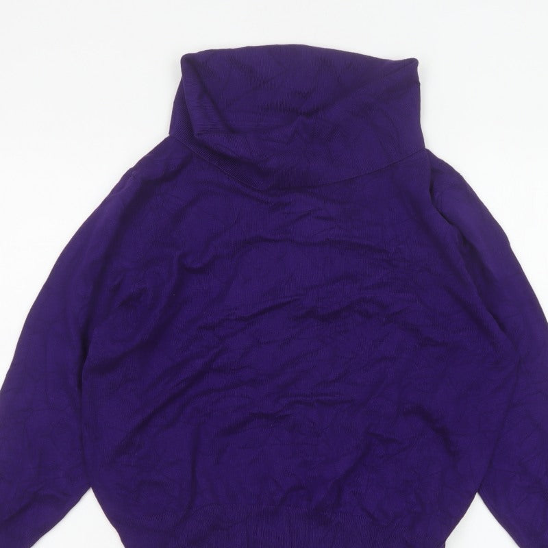 Stock Shop Women’s Purple XL Cowl Neck Knit Pullover Jumper Button Cuffs