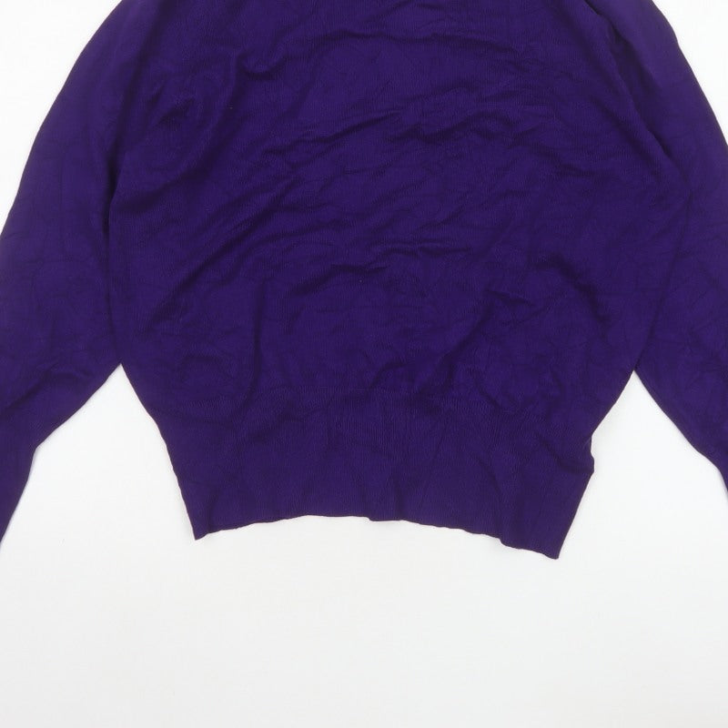 Stock Shop Women’s Purple XL Cowl Neck Knit Pullover Jumper Button Cuffs