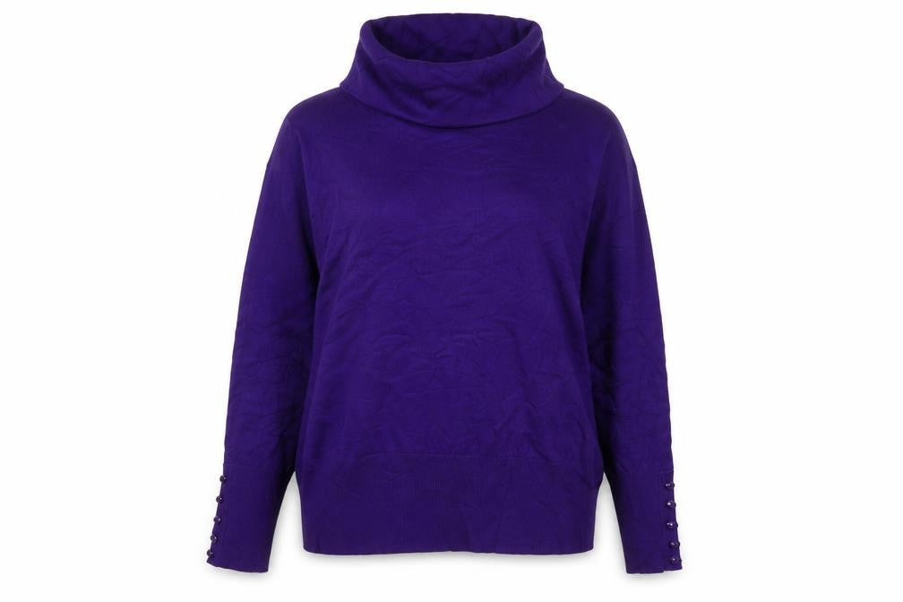 Stock Shop Women’s Purple XL Cowl Neck Knit Pullover Jumper Button Cuffs