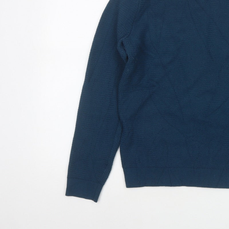 Reiss Men’s Blue Chunky Knit Crew Neck Pullover Jumper Size S