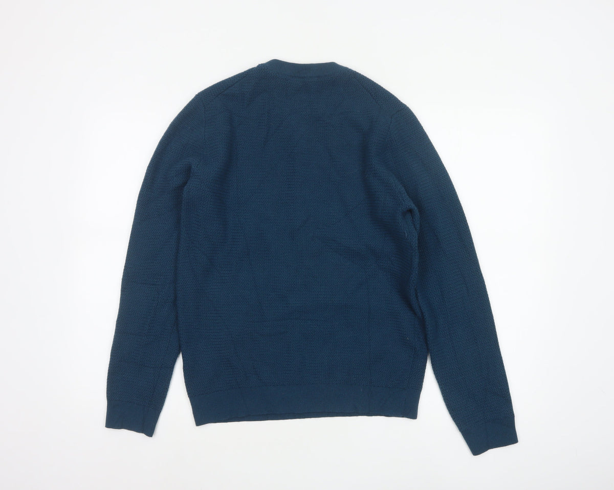 Reiss Men’s Blue Chunky Knit Crew Neck Pullover Jumper Size S