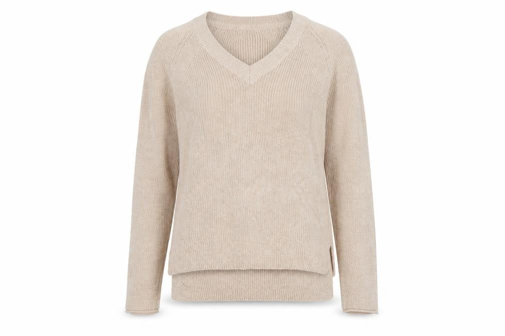 Next Women Beige Shimmer V-Neck Knit Pullover Jumper Size 8