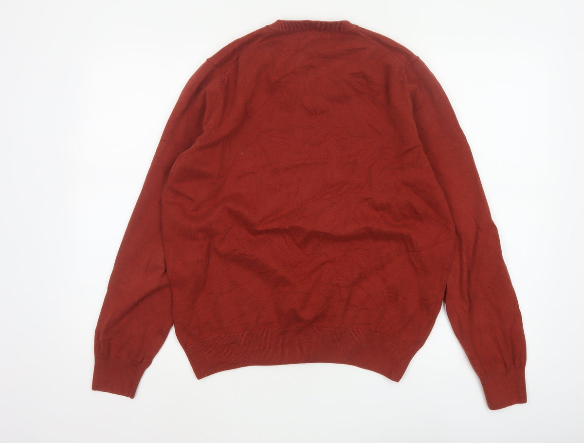 Marks & Spencer Men’s Red L Pure Cotton V-Neck Pullover Jumper